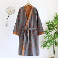 Moteriškas dažytas siūlais žakardo kimono chalatas, grynos medvilnės, laisvo kirpimo, pavasariui, vasarai ir rudeniui L (130-160 Jin)
