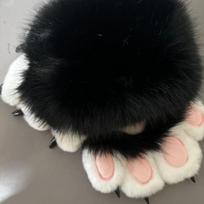 Plaukuotos Cosplay Kostiumo Pirštinės Animacinio Katino Letenos Pirštinės Kawaii Pliušinės Katės Letenos Pirštinės Šaliai balta/rožinė