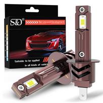2Pcs H1 LED Headlight Turbo Bulbs Canbus Mini Wireless Lamps w/ Fan 25000LM CSP Chips Super Bright Car Fog Lights Headlamp Plug&Play 6500K White H1