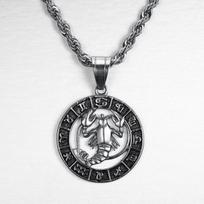POMOiii sidabrinė 12 žvaigždyno zodiako pakabukų karoliai pankų vintažiniai aukštos kokybės lynų grandinės zodiako ženklai vyrams 3mm 50cm chain