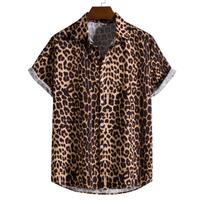 Havajietiški marškiniai vyrams, vakarėliams, paplūdimio laisvalaikio marškiniai su leopardo gėlių raštu, ploni, trumpomis rankovėmis, plius dydis XXXL įvairiaspalvis