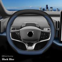 Automobilio vairo dangtelis, skirtas Volvo EX30 2024 2025 Itin plonas, kvėpuojantis oda, atsparus dilimui dekoratyvinio rėmo priedai Black Blue