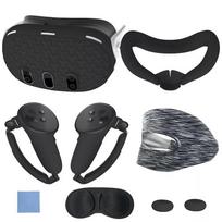 Silikoninis VR valdiklio apsauginis dėklas Akių kaukė Veido pagalvėlės dangtelis Rankenėlė Silikoninis dėklas, skirtas Meta Quest 3 VR priedams juoda
