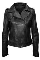Women's Black Genuine Lambskin Leather Jacket Biker Motorcycle Real Coat Jacket S juoda