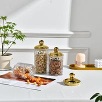 Prabangūs indai Auksiniai indai Auksiniai sandarūs akriliniai indai / Prabangūs auksiniai lapelių indai Maisto laikymo indai A917 Transparent