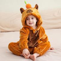 Nauji flaneliniai kapibaros kombinezonai Kūdikio mielas kombinezonas Žieminiai šilti kombinezonai Kigurumi 70 ruda