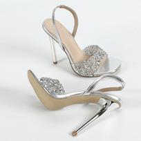 Fashion Liyke Sexy Slip On Back Strap Sandal Female Silver Sequined PVC Transparent Shoes Women Wedding Party High Heels Sandalias Mujer 35 sidabras