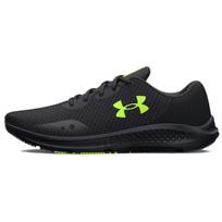 Under Armour Charged Pursuit 3 lengvi, patogūs, žemo ūgio, laisvalaikio bėgimo bateliai, unisex, juodi ir žali, 3024878-006 42