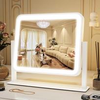 Išmanusis LED veidrodėlis makiažui su lietimu - Mažas, 3 reguliuojamos spalvos miegamojo tualetiniam staliukui Mirror Surface 300x250mm balta