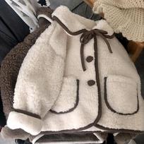 Mergaičių šiltas žieminis kailinis meškiuko paltas, ėriuko drabužiai, kūdikių viršutinis drabužis, sniego mergaičių drabužiai 130cm