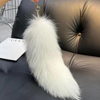 2025 Tikro lapės uodegos Didelė ilga natūralaus kailio uodegos Raktų pakabukas Pakabukas Cosplay uodega Mielas vilko lapės uodegos kailio Automobilio raktų pakabukai Moterims white