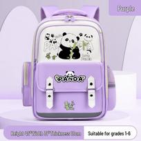 Panda Huahua vaikiška kuprinė - didelės talpos, apsauganti stuburą, mažinanti apkrovą, dviejų petnešų, 3-6 klasei violetinė