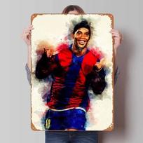 Ronaldinho Pasirašytas Sportinis Plakatas Metalinė Sienos Dailė Freskos Senovinis Metalinis Skardinis Ženklas Plokštelė Sienos Meno Dekoro Vyro Urvas Retro Namai 7.9x11.8In(20x30cm)