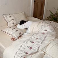 Pavasarinis/vasarinis odai draugiškas kvėpuojantis dažytas medvilnės ir lino siuvinėtas patalynės komplektas 0.9m Bedspread 3-piece (Quilt cover 150*200cm)