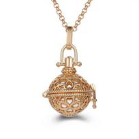 Aromatherapy Angel Wings Colorful Zircon Cage Locket Necklace Glowing Warm Ball Woman Fashion Gift Diffuser Pendant Jewelry