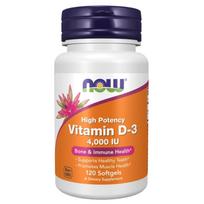 NOW FOODS vitaminas D3 4000 TV – 120 kapsulių