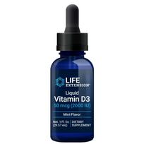 LIFE EXTENSION vitamino D3 2000 TV lašai su mėtomis – 29,57 ml