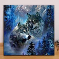 Kraštovaizdis „pasidaryk pats“ 5D deimantinis tapyba „Forest Wolf“ deimantinis siuvinėjimas Visiškai klojamas anime kryželiu Siuvinėjimo rinkiniai Namų dekoras Rankų darbo dovana Round 25x25cm