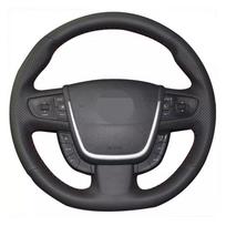 Automobilio vairo užvalkalas rankomis siūtas minkštas juodas dirbtinės odos skirtas Peugeot 508 2011-2008 508 SW Black Thread