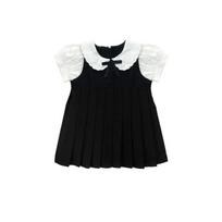 Mergaitėms klostuota suknelė vaikams Preppy Style Princesės lėlės apykaklės suknelės kūdikių suknelės pradinės mokyklos uniformos vaikams drabužiai 8T juoda