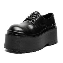 Aukštakulniai 10 cm Derby batai vyrams, britiško stiliaus, kasdieniai, platforminiai batai, nišiniai, didžiagalviai odiniai batai 66645-J 38 juoda