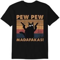 Pew Pew Madafakas Marškinėliai, Katės Mėgėjo Marškinėliai, Juokingi Katės Marškinėliai, Gyvūnų Mėgėjų Marškinėliai, Pew Madafaka Juoda Katė Pewpew Marškinėliai Klasikiniai Marškinėliai M brown