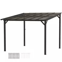 Paviljonas Pavėsinė 3x3 m | Atsparus Vandeniui, Stabilus, Atsparus Žiemai, Su UV Apsauga 50+, Sieninis Metalinis Sodo Paviljonas, Apsauga nuo Saulės, Skirtas Sodo Terasai ir Balkonui, Tamsiai Pilka