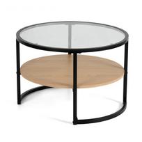 Juodos spalvos/natūralios spalvos apvalios formos kavos staliukas iš ąžuolo ø 68 cm Zanu – Bonami Essentials