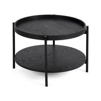 Juodos spalvos apvalios formos kavos staliukas iš ąžuolo ø 64 cm Hagen – Bonami Essentials