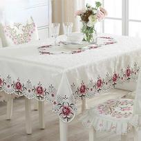 Staltiesė Milky Elegant Prabangi siuvinėta staltiesė Stalas Juppe Satin Jacquard Gėlėtas valgomojo stalo dangtis TV spintelės dangtis 90X150cm