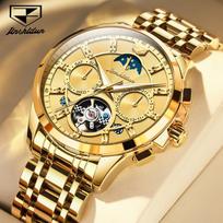 JINSHIDUN prekės ženklo daugiafunkcis automatinis mechaninis laikrodis Tourbillon vyriškas laikrodis vyriškas