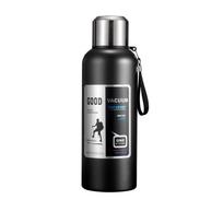 2000 ml vakuuminės kolbos, didelės talpos 316 nerūdijančio plieno termoso puodelis, nešiojamasis virvinis termoso vandens butelis su arbatos infuzija 600ML juoda