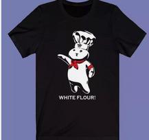 Pillsbury Doughboy Baltų miltų logotipas Vyriški juodi marškinėliai 2XL