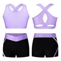 Merginų Bikini Tankini Komplektas Viršutinė dalis + Šortai Dviejų dalių Sportinis Kostiumas Aktyvūs Drabužiai Vaikams Baleto Maikutė Sportinis Komplektas Šokio Drabužiai 3-4 Years juoda/mėlyna