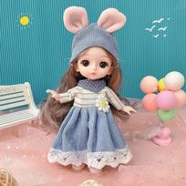 16 cm mini kilnojamas lėlės mergaičių žaislas 3D didelėmis akimis BJD princesė pilna apranga Suknelių kolekcija Vaikiška lėlė Dovana B