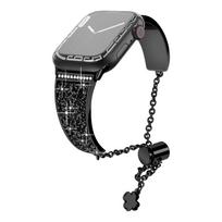 Moteriška deimantinė reguliuojama apyrankė Apple Watch 8 Band Series 7 6 SE 5 4 3 Metal Strap Ultra 49mm 41mm 45mm 40mm 44mm Grandinė 38/40/41mm juoda