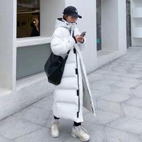 Žiemos šilta Parka ilga moteriška pūkinė striukė sniego paltai Moteriška striukė su gobtuvu stora, šilta elegantiška moteriška, atspari vėjui XS balta