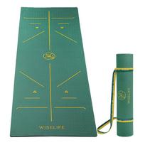 TRU Body Alignment jogos kilimėlis + glotnus jogos dirželis vyrams ir moterims , sporto salė ir kūno rengyba (6 mm, žalia) 188L x 68.6W x 0.5Th CM
