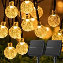 100 LED Saulės energija varomos krištolinio rutulio LED girliandos LED 8 apšvietimo režimai IP65 Pasakų švieselės Kalėdinė girlianda sodo vakarėlio dekorui 5m 20led Warm color