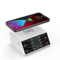 100W 8 prievadų USB Type C greito įkrovimo stotelė QC3.0 PD3.0 PPS belaidis įkrovimas Darbalaukio telefono greitas įkrovimas IPad planšetiniam kompiuteriui Telefonui EU Plug balta