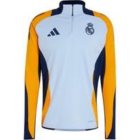 Adidas SS24 Real Madrid Series Color Block Comfortable Fashion Half Zip Pullover Long Sleeve Football Shirt Men Tops Blue IT5118 XL
