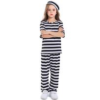 Pinse Vaikų Unisex Juodai Baltai Dryžuotas Kalinio Kostiumas Small juoda ir balta spalva