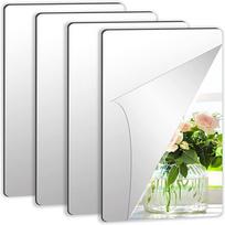4 Pcs Home Gym Acrylic Wall Mirror Tiles 2mm Thick Self Adhesive Mirror Sheets Frameless Wall Mounted Mirror for Workout Bedroom 1-15Cm-2mm