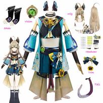 Žaidimas Kirara Cosplay kostiumas Perukas Katė Ausys Uodega Batai Priedai Visas komplektas Anime Helovino kostiumas moterims XXXL L-(Costume+Wig)