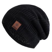 Naujos Unisex Snow Label Žieminės kepurės Madingos Slouchy Beanie Kepurės Vilnos pamušalas Šiltos megztos kepurės Vyriškos Moteriškos Slidinėjimo kepuraitės 55cm-60cm juoda