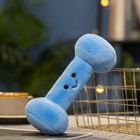 Minkšti ir glaudūs pliušiniai štangos ir kettlebell figūrėlės, idealiai tinkančios sporto entuziastams Blue Dumbbell