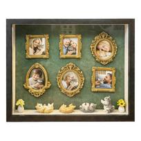 DIY Mini Museum Silhouette Light Family Display Case Kit Memory Photo Box with with 6 Gold A juoda