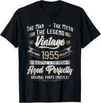 70-ojo gimtadienio dovana Vintažinis 1955 m. Vyriški juokingi 70 metų 1955 m. marškinėliai 4XL gray
