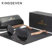 KINGSEVEN rankų darbo mediniai akiniai nuo saulės poliarizuoti vyriški akiniai UV400 apsauga veidrodinis akiniai mediniai šventyklos oculos M black