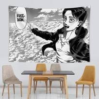 Eren Yeager Freedom Manga Plakatų sienų menas Kawaii Anime Attack On Titan Print Canvas Gallery Apvyniojimai paruošti pakabinti Dekoro gobelenas 100x75cm